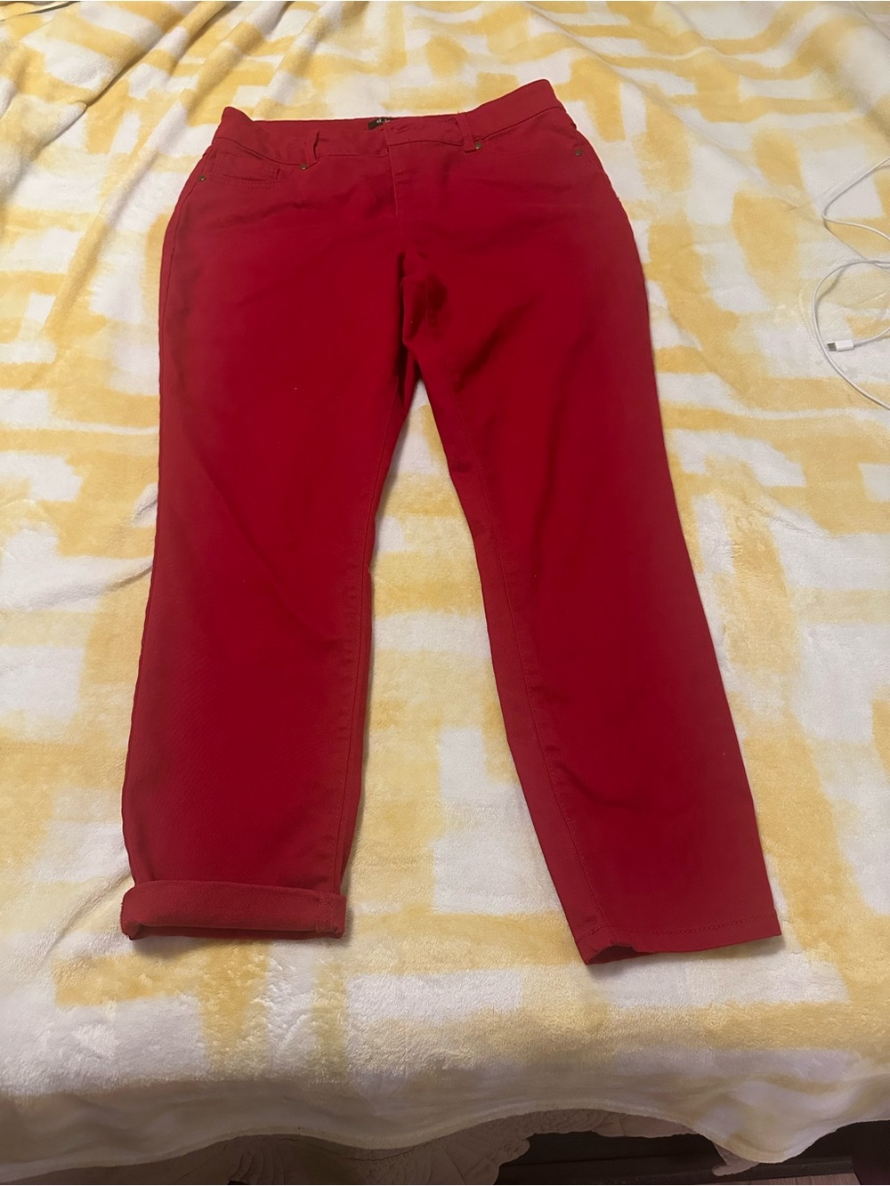 Red Straight-Leg Pants